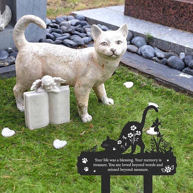 Grave Markers for Cemetery for Cat, Metal Grave Markers Yard Memorial Pet - Image 4