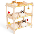 Large 3-Layer Cat Hammock Bed, Breathable Washable Covers, Wooden Pet Furniture by MITREL