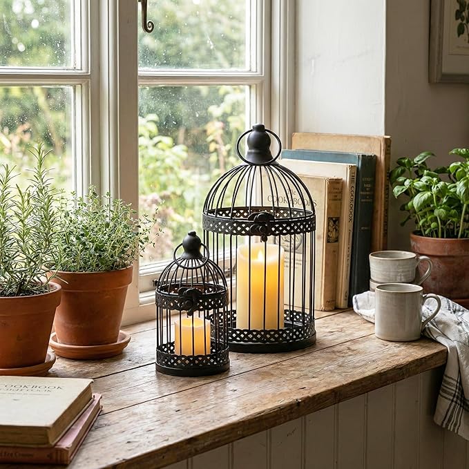 Vela Lanterns Bird Cage Decor Candle Holder Lantern Decorative Table - Image 12