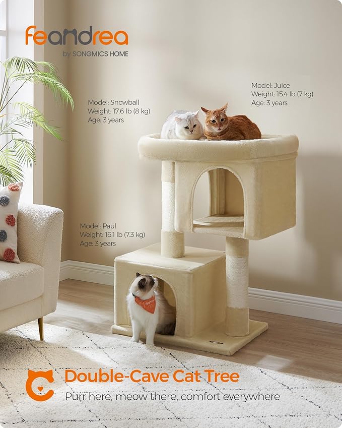 Feandrea Cat Tree, 40.6-Inch Cat Tower, Plush Condo - Image 2