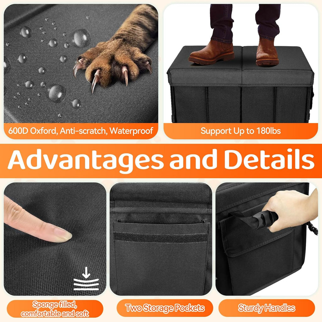 Car Seat Extender for Dogs, Backseat & Frontseat Extender for Large Dog up to 200 LBS, Foldable Seat Gap Filler for Most Cars with Detachable Lid
