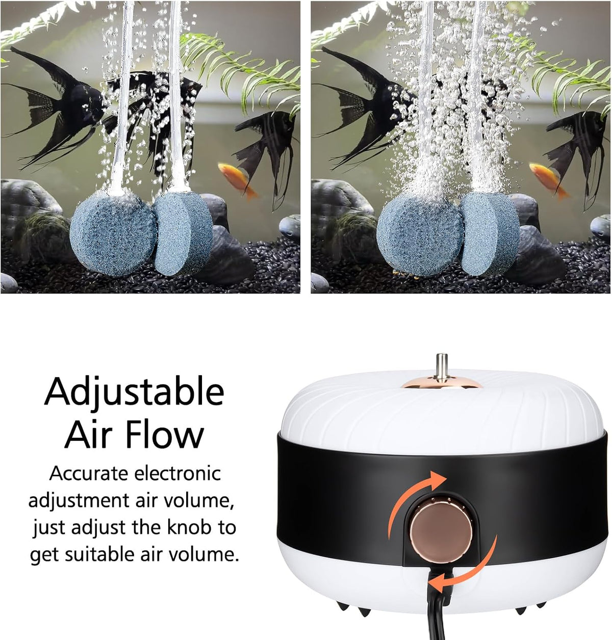 hygger 3W/8W Aquarium Air Pump, Powerful 50GPH/140GPH Adjustable Fish Tank Aerator, Ultra Quiet Oxygen Pump Aquarium Bubbler with Accessories for up to 300 Gallon Tank