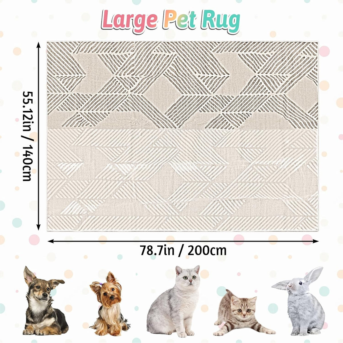 VCEPJH Bunny Floor Mat 55 x 78.7in Rabbit Cage Liner Washable Large Reusable Guinea Pigs Rug Anti-Slip Whelping Pads for Small Pet Dogs Puppy Chinchillas Cats Ferrets