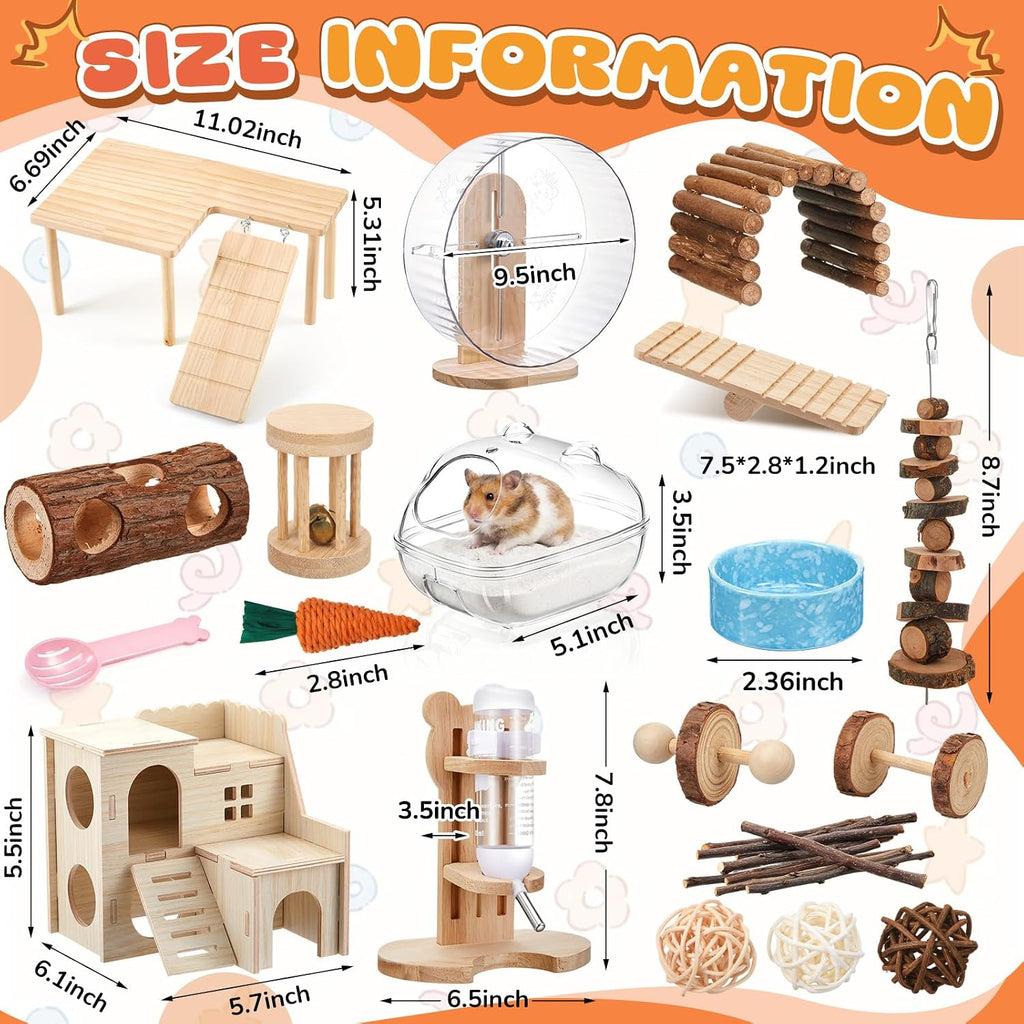 40 Pcs Hamster Cage Accessories Exercise Wheel,Natural Style