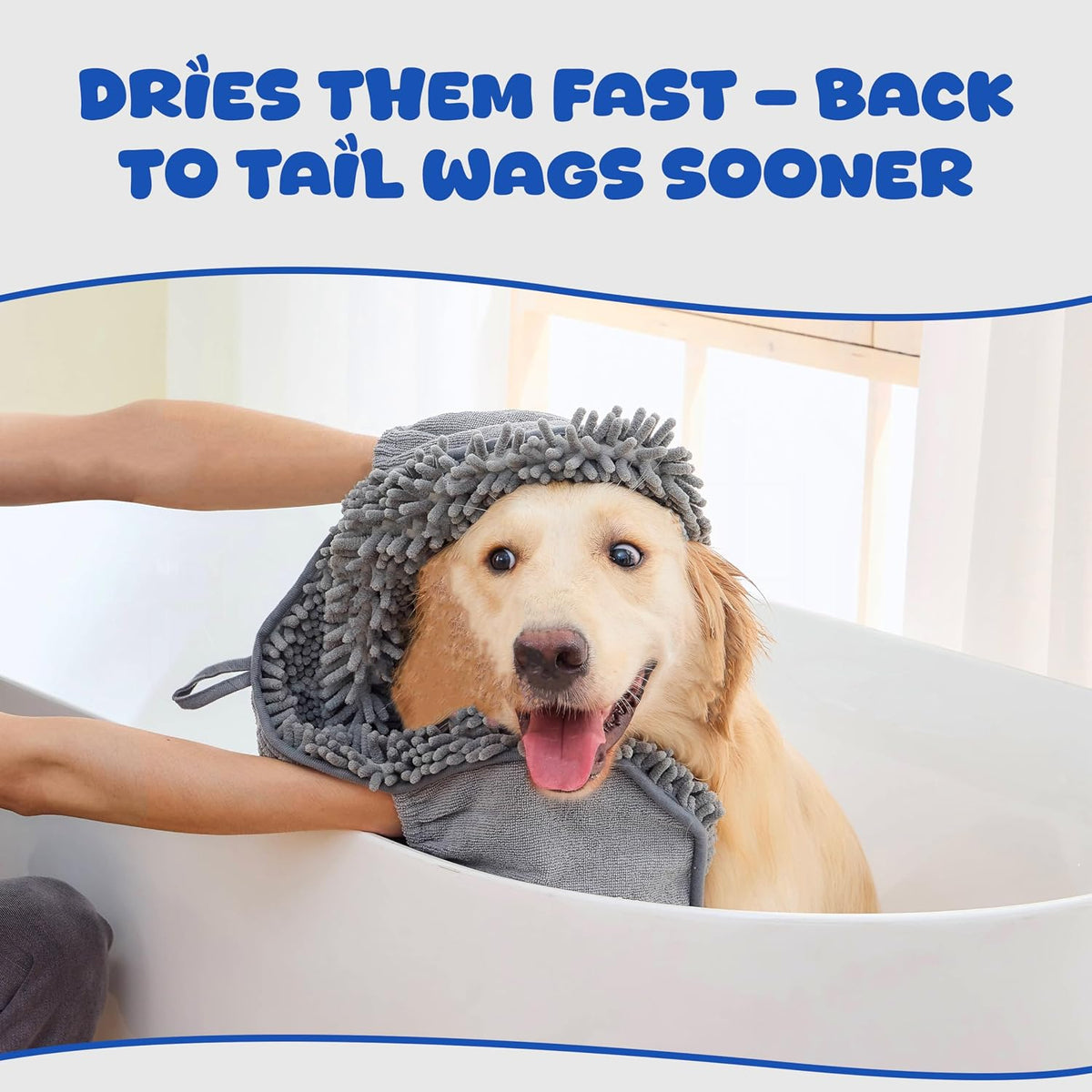Dog Drying Towel, Absorbent Microfiber Bath Towel with Hand Pockets