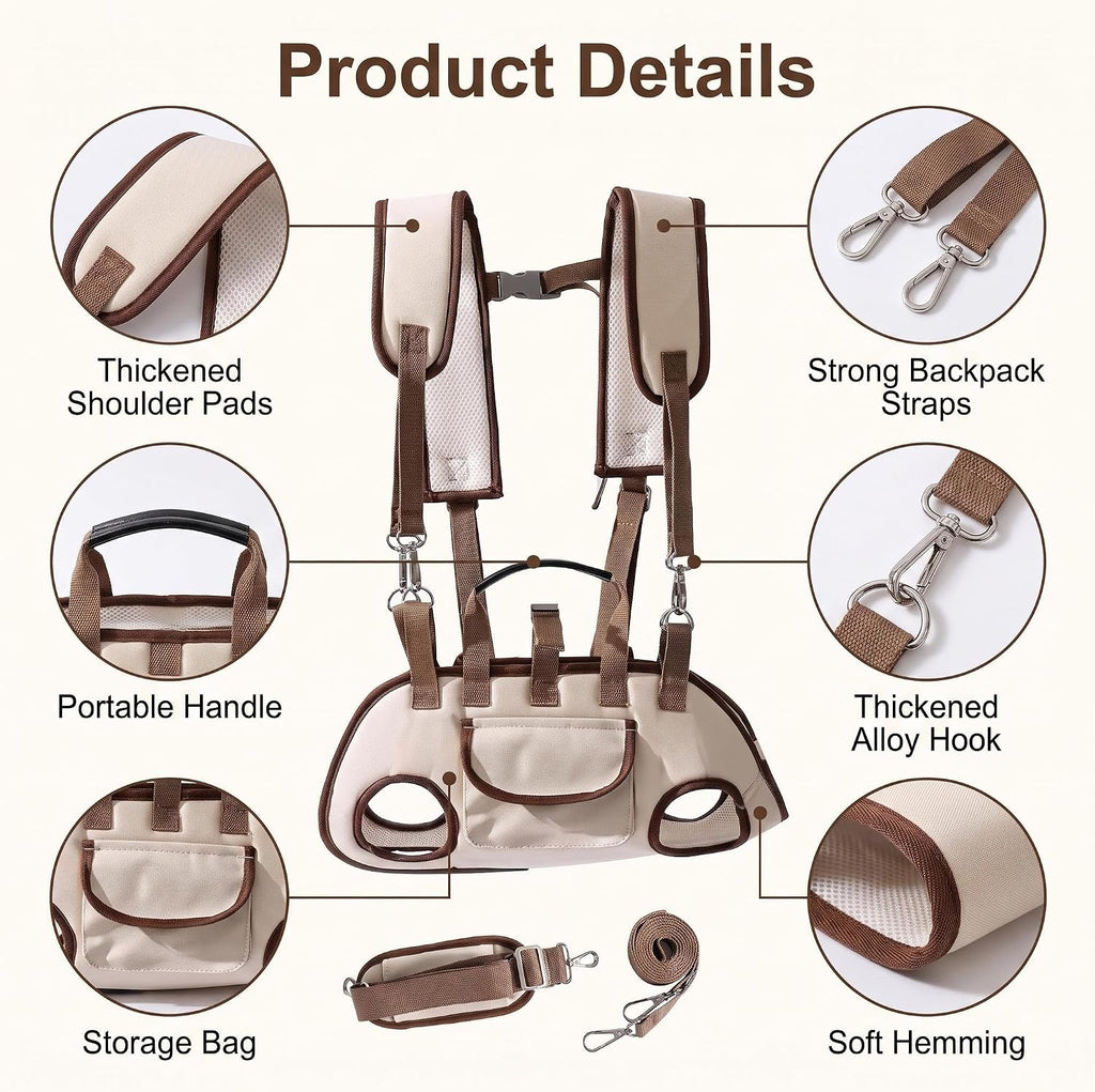 Dog Carrier Sling, Puppy Sling Carrier for Medium Dogs & Cats, Breathable Mesh Pet Shoulder Bag with Adjustable Strap & Pockets, for Outdoor Walking Travel (Beige, M)