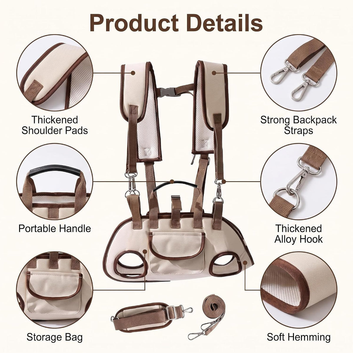 Dog Carrier Sling, Puppy Sling Carrier for Medium Dogs & Cats, Breathable Mesh Pet Shoulder Bag with Adjustable Strap & Pockets, for Outdoor Walking Travel (Beige, M)