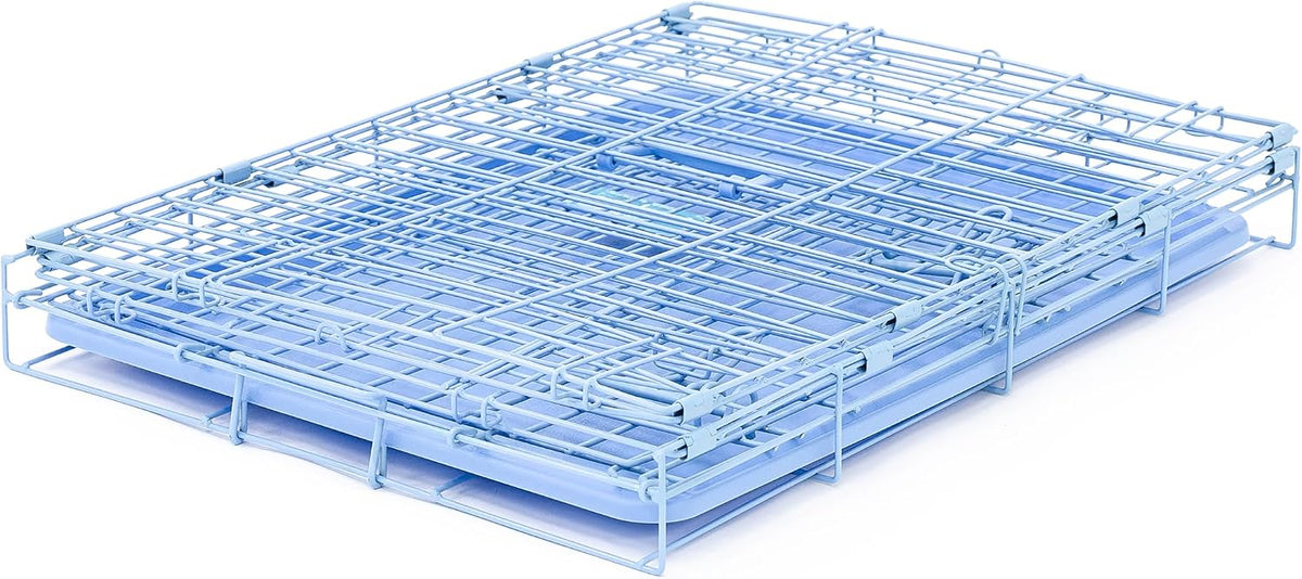 Carlson Pet Products Carlson Compact and Secure Deluxe Blue Metal Dog Crate, Blue