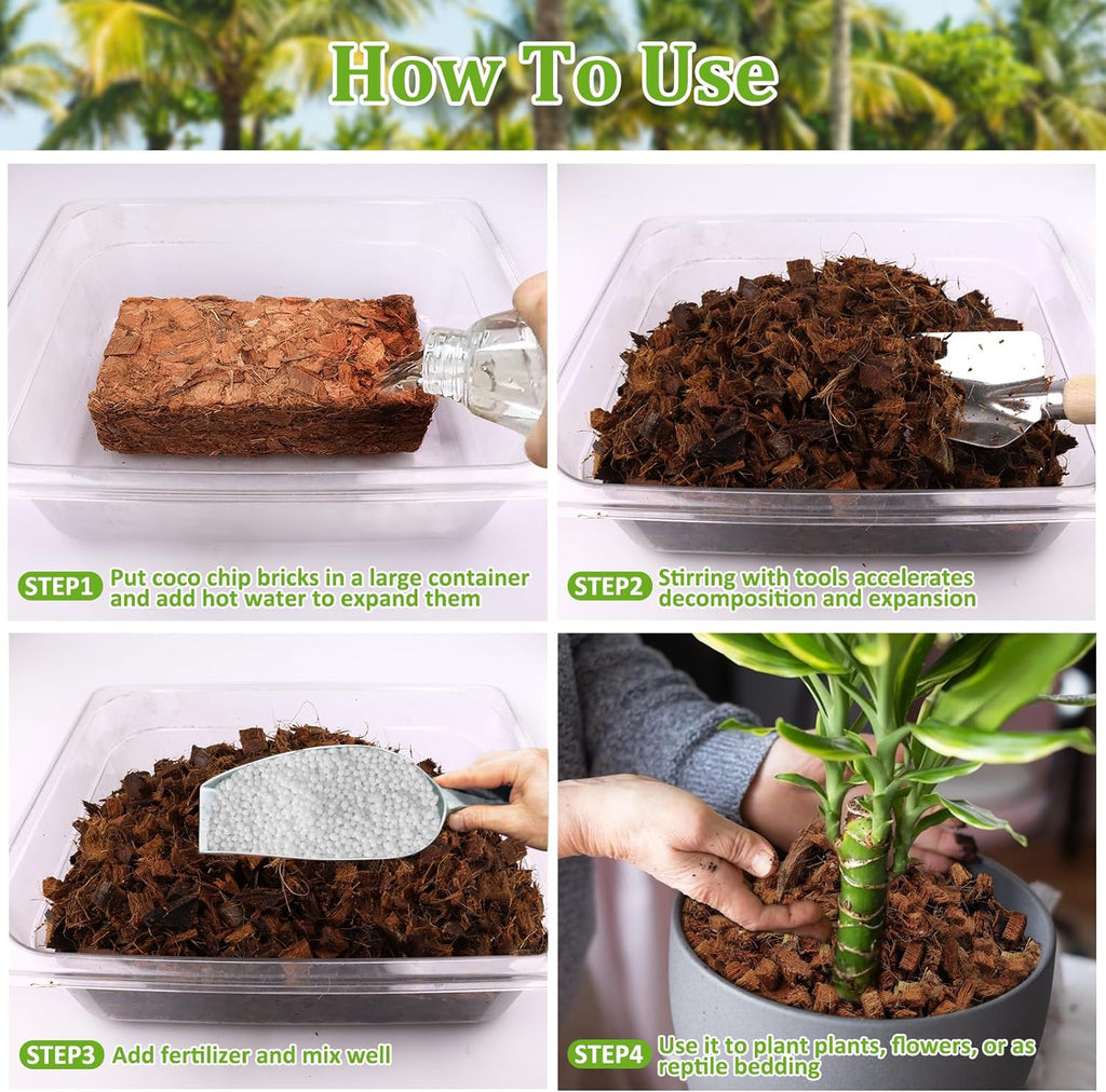 Riare 2 Pack Organic Coco Coir Chips for Plants, 2.2 lb Coconut Husk Bricks