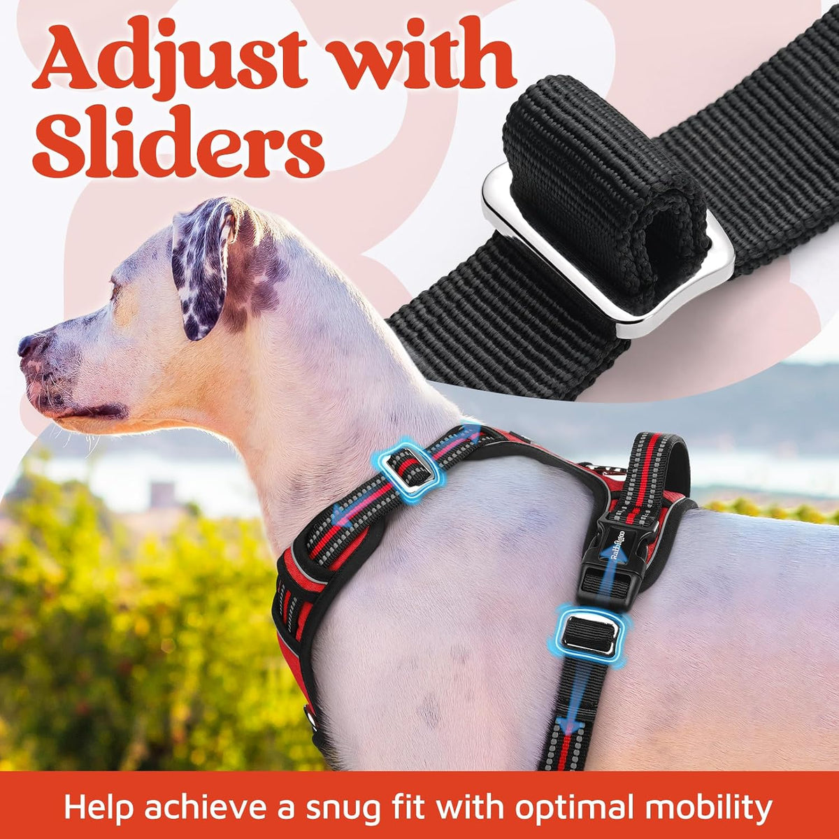 rabbitgoo Dog Harness for Large, No Pull 3 Buckles Easy On & Off