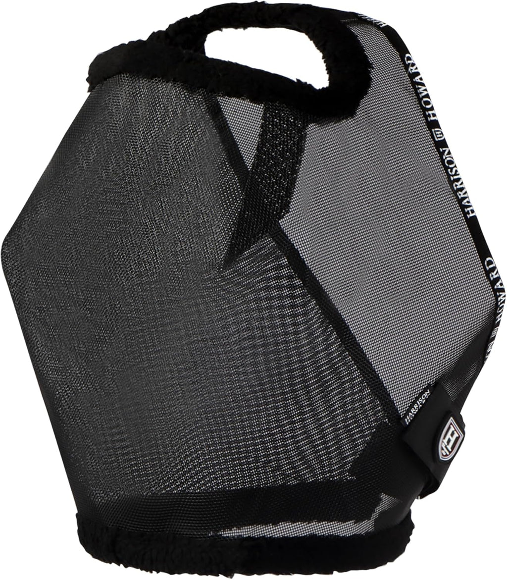 Harrison Howard All Round Mesh Horse Fly Mask UV Protective with Fleece Padded Edging Black L