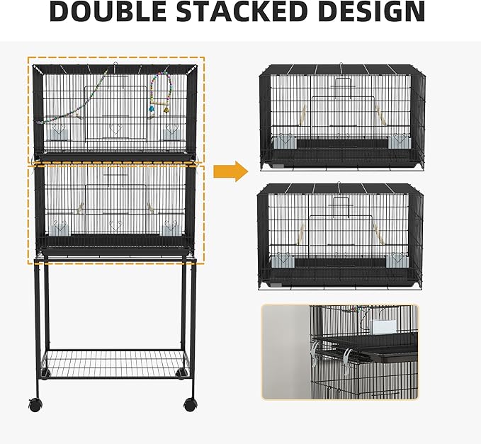 PawHut Double Stackable Bird Cage - Image 6