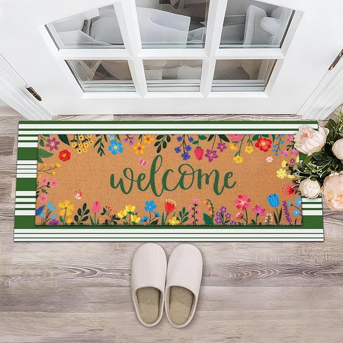 Tinideya 2 Pcs Door Mat Welcome Non Slip Coir Mats Floor Layering Doormats - Image 7