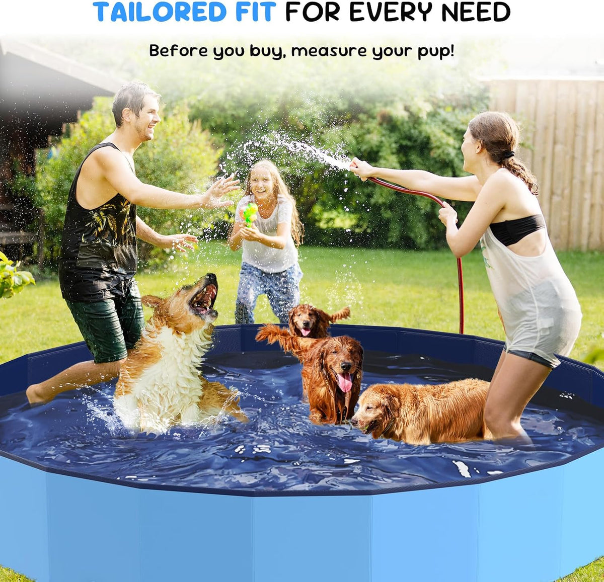 97'' Foldable Dog Pool, Kiddie Pool, Plastic Non-Slip Kids Pools, Heavy Duty Dog Pad for Large Dogs, Oversized Pet Dogs Bathtub, Indoor and Outdoor Kids Pet Wading Pools