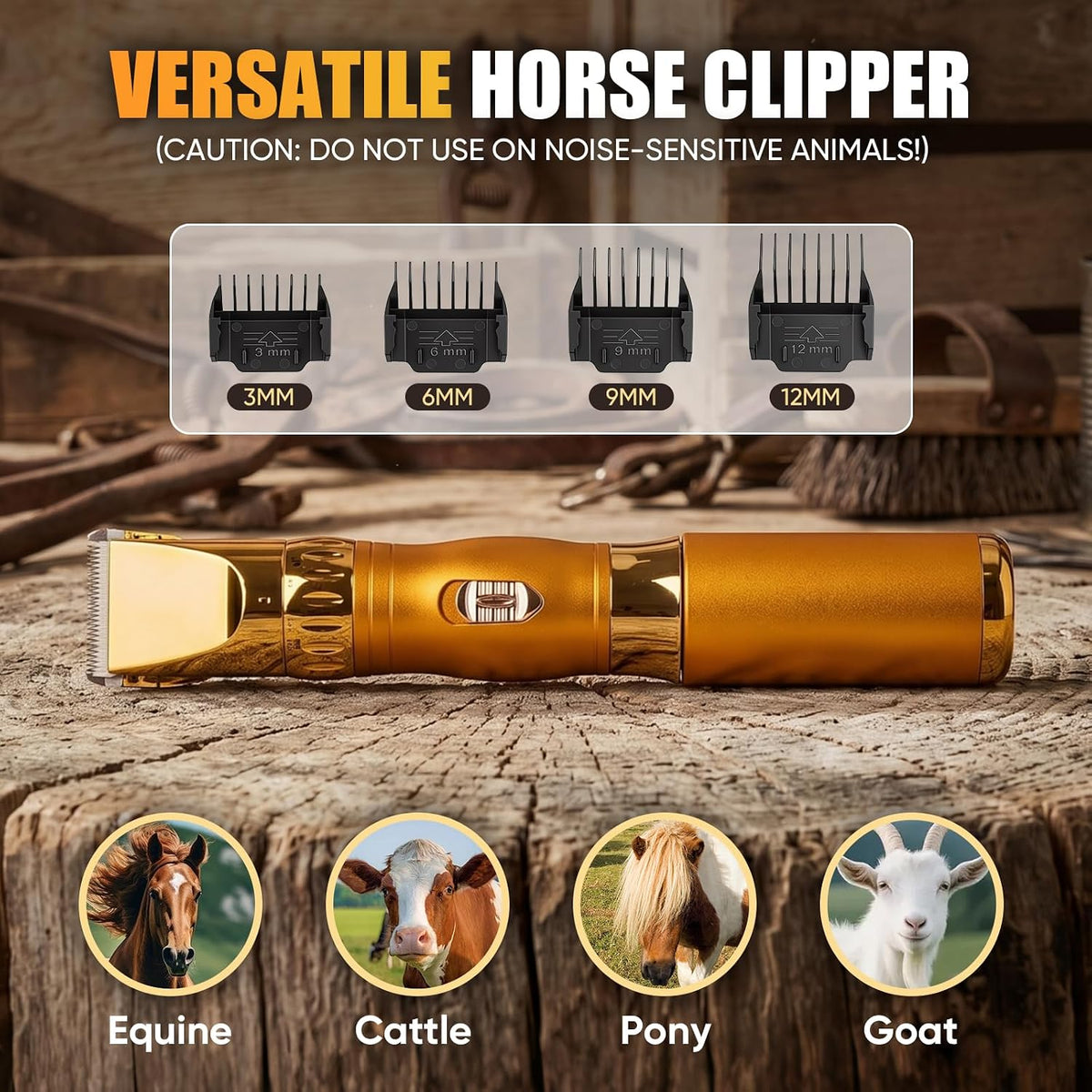 Cordless Horse Clippers-Equine Trimmer for Dogs, & Livestock
