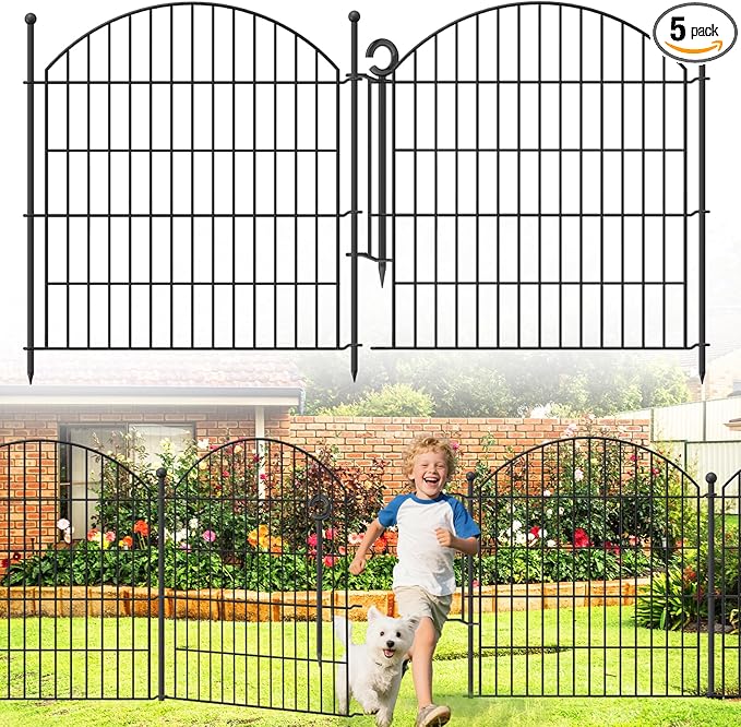 Decorative Garden Fence 32in x12ft, 5 Pack No Dig Fence Animal Barrier by Thrivinest