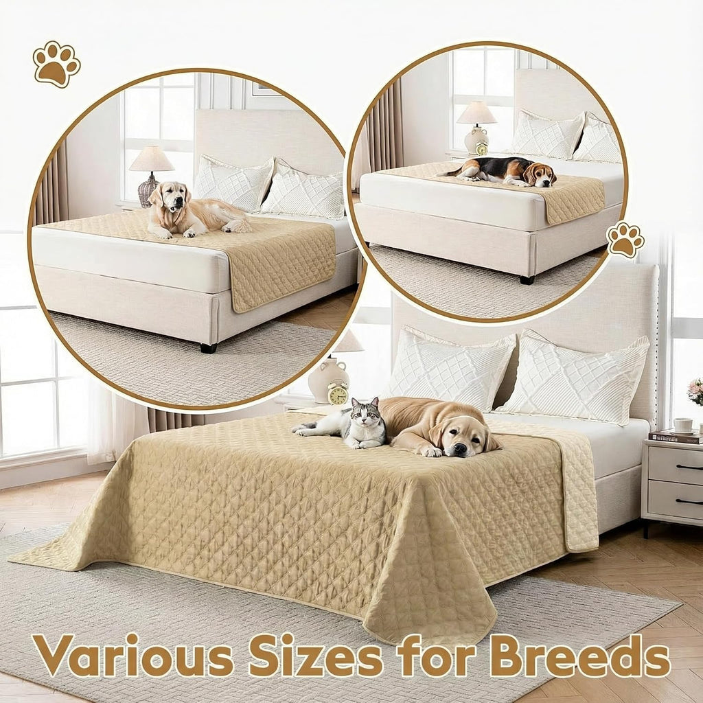 FunFurry Waterproof Dog Blanket, Couch Cover for Dogs Washable, Reversible Dog Bed Cover, Couch Furniture Protector. (Dark＆Light Beige, 30 X 53 Inch - 1 Pack)