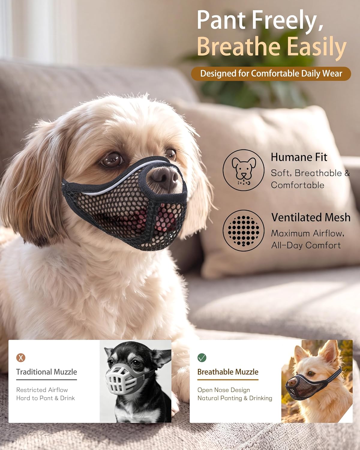 Basket Muzzle for Small Dogs Short Snout Anti-Scavenging No Bite