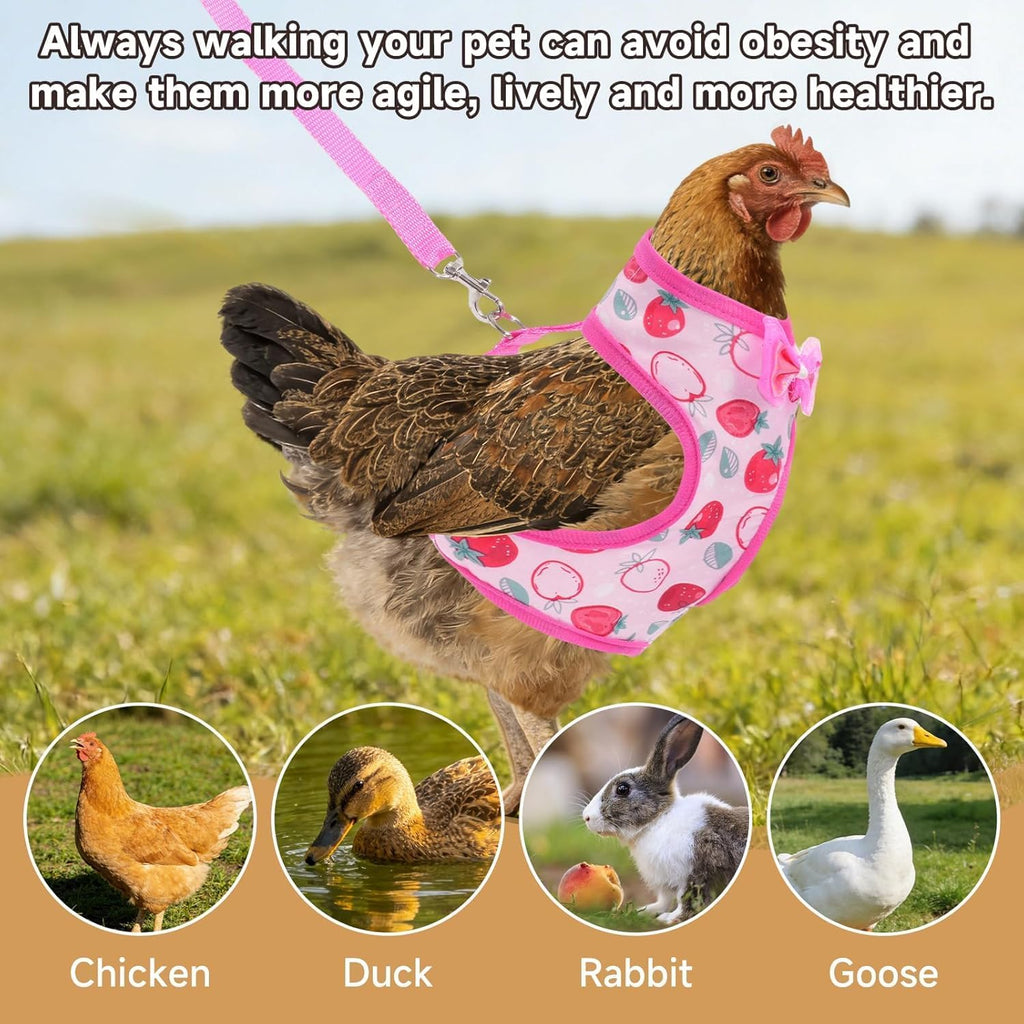 Chicken Harness with Leash, Duck Harness Vest for Goose Hans Yellow, Medium