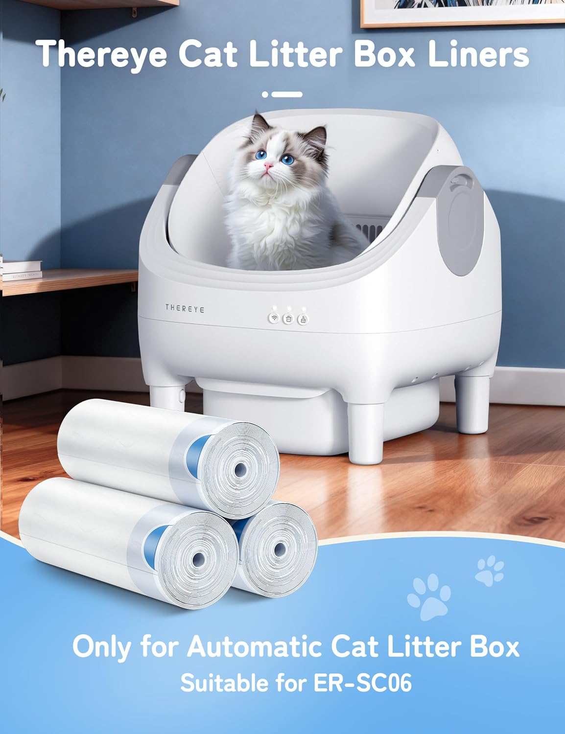 Thereye Cat Litter Bags, 60 Counts Litter Box Liners for SC06/SC07/SC08