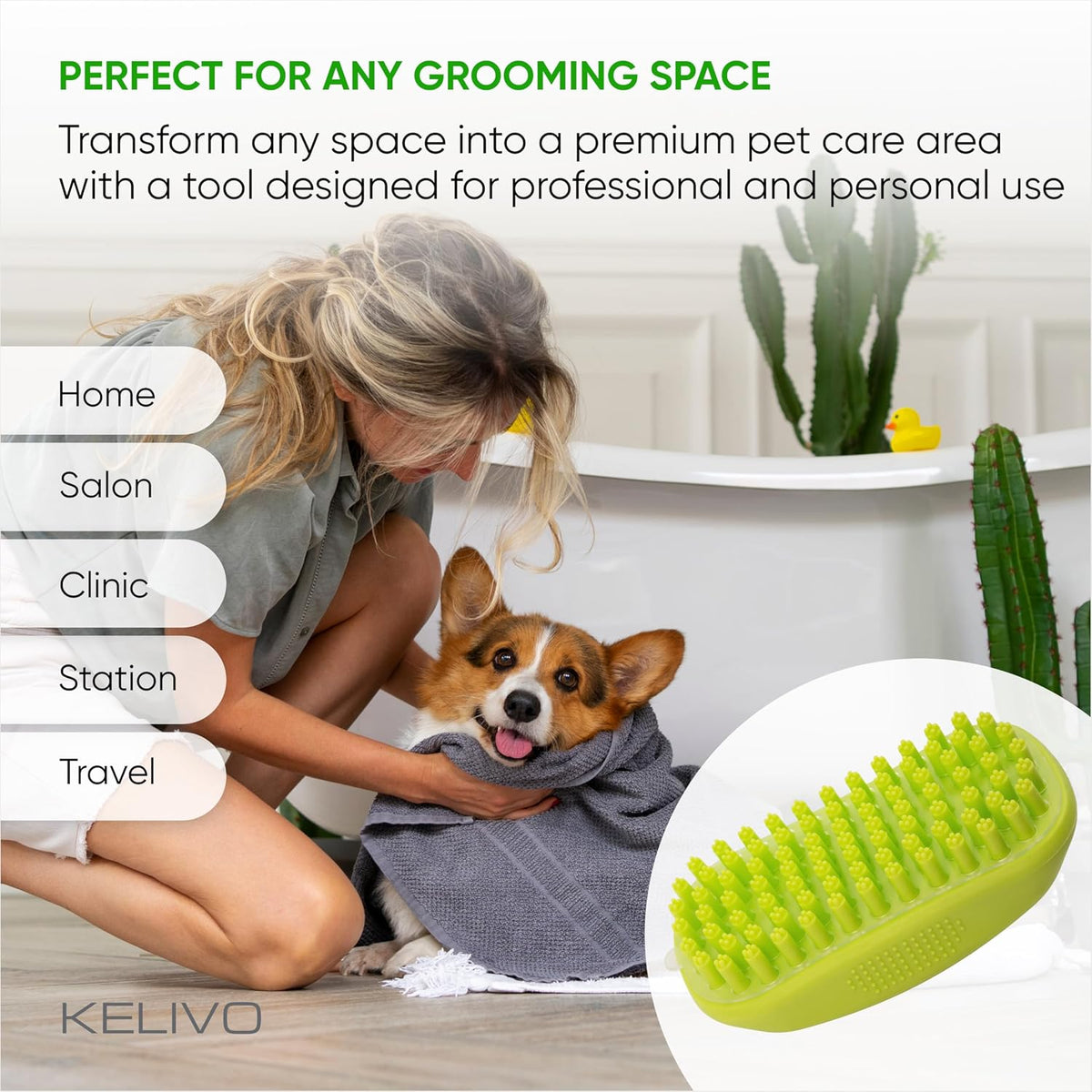 Dog Bath Brush Scrubber & Massage - Rubber Cat and Dog Scrubber for Bath - Pet Washing Brush with Soft Silicone Bristles & Screen - Dogs Shower Brush for Bathing, Deshedding Short or Long Pet Hair