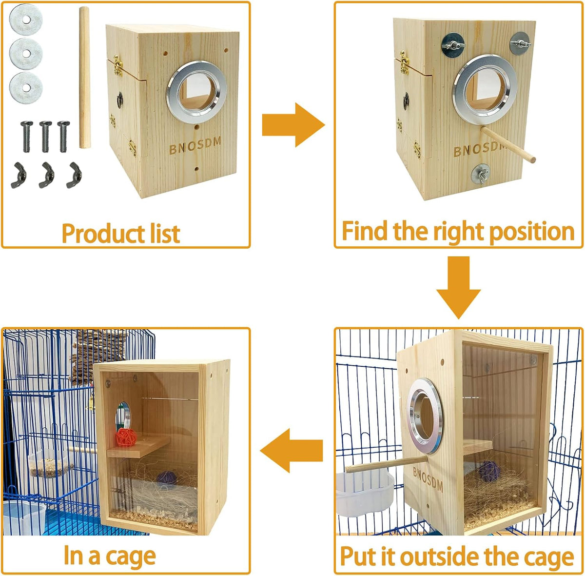 BNOSDM Parakeet Nesting Box Transparent Bird Breeding Nest with Perch