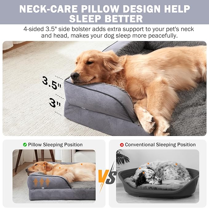 INVENHO Orthopedic Large Dog Bed, Washable Waterproof, Egg-Crate Foam Dog Couch - Image 5