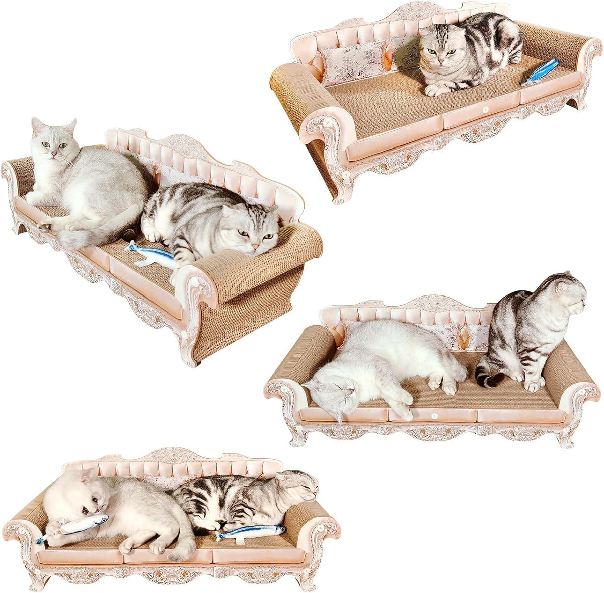 miwoowim 31.5" Extra Large Cat Scratcher Sofa, Durable Cardboard Lounge Bed