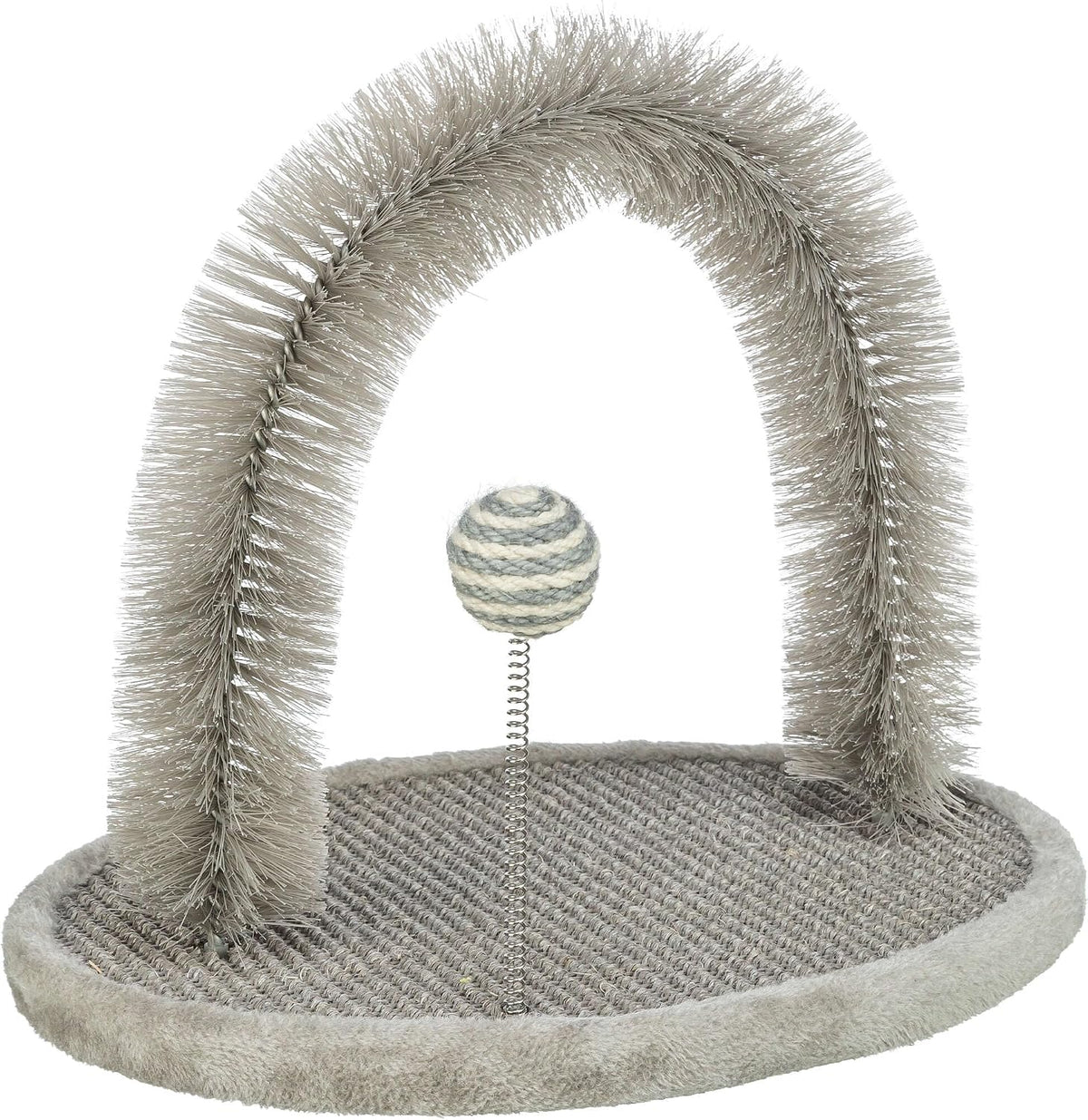TRIXIE Cat Scratching Plate with Self-Grooming Arch Brush, Gray