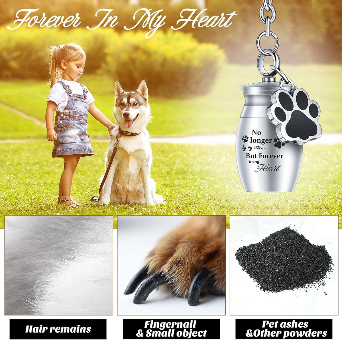 Batiyeer 4 Pack Pet Urn Keychain, Pet Ashes Keepsake for Dog Cat Paw Print