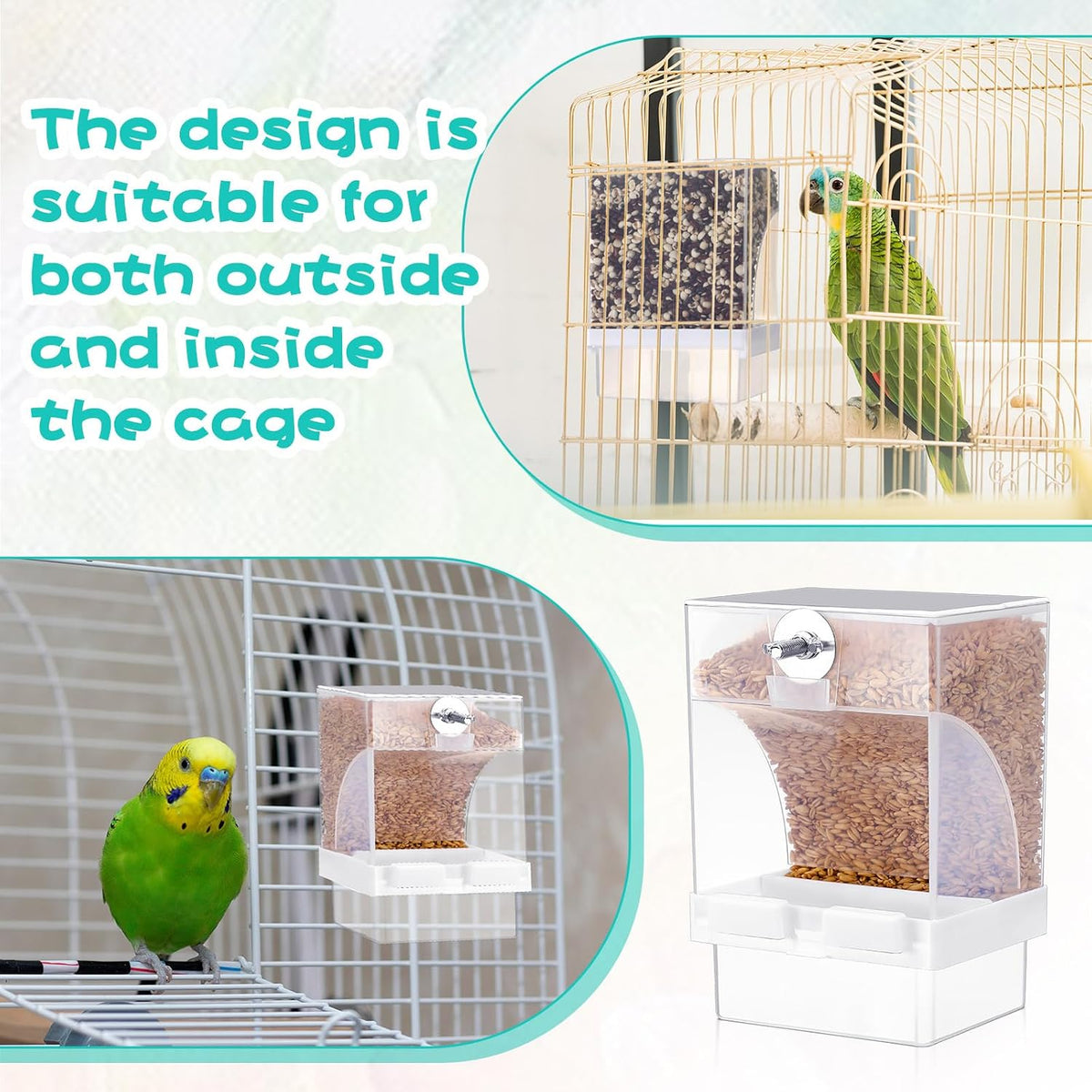 Glikceil 12 Pcs No Mess Bird Feeder Automatic Bird Parrot Feeder for Cage