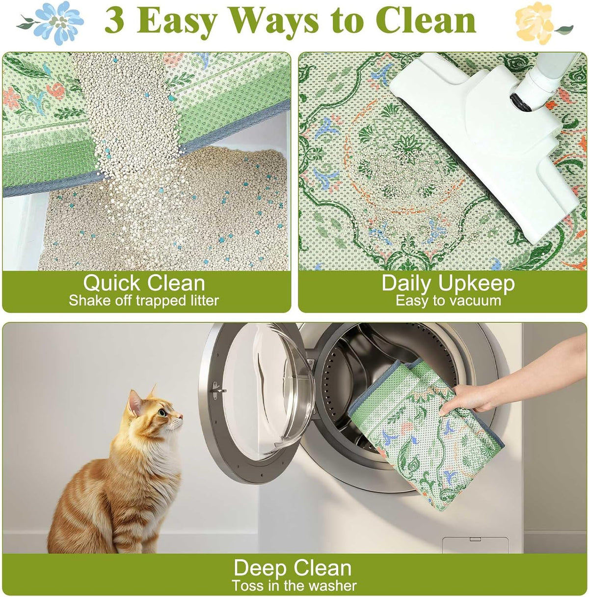Unicorn Catcher 33"x22" Cat Litter Mat Machine Washable Litter Trapping Pad