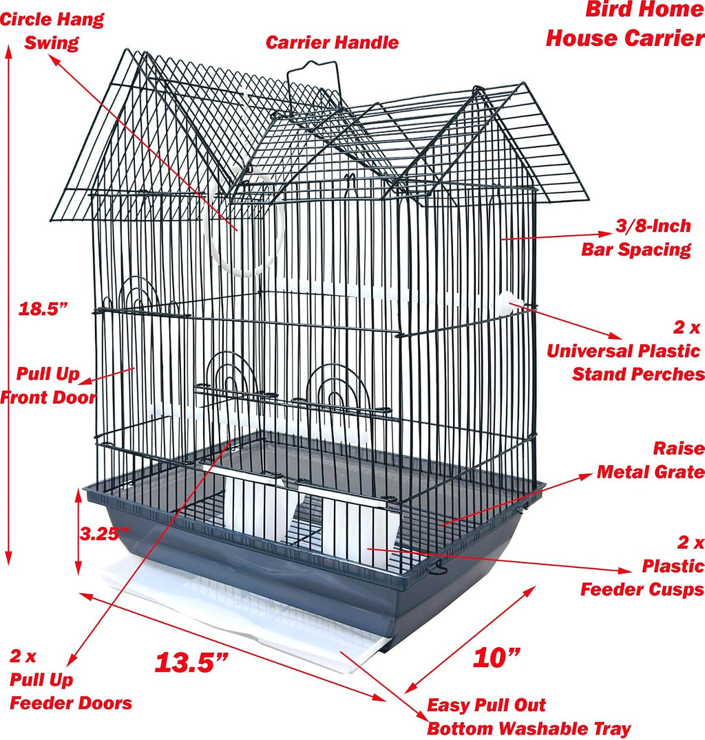 Versatile Portable Hanger Flight Bird Small Parrot Home House Travel Carrier Handle Cage for Cockatiels Parakeets Aviary Green Cheek Conures Finches Canary Budgies Lovebirds