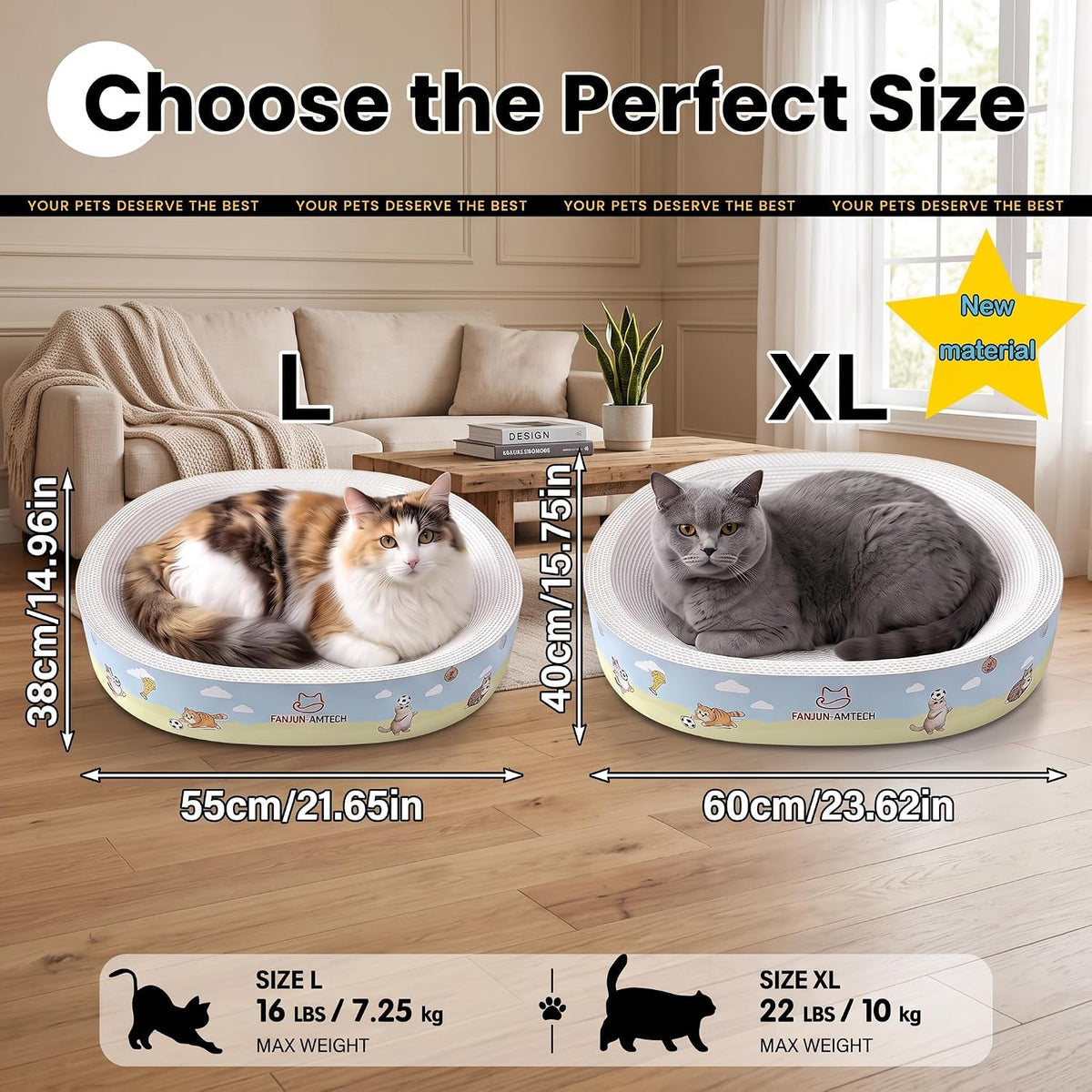 Cardboard Cat Scratcher Bed for Indoor Cat,Extra Large Cat Scratching Board