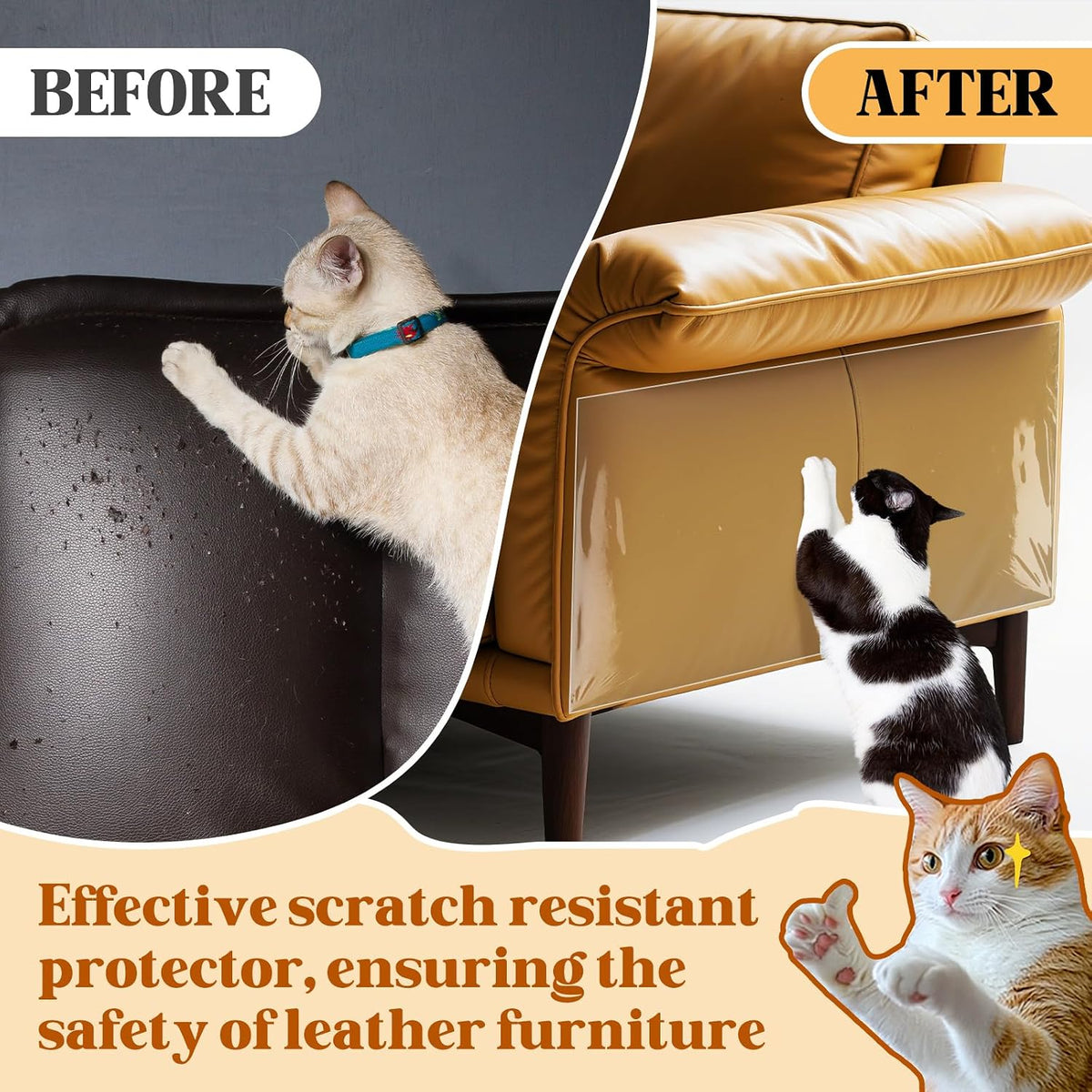 PJT 200"x16" Cat Scratch Furniture Protector - Design for Leather Couch