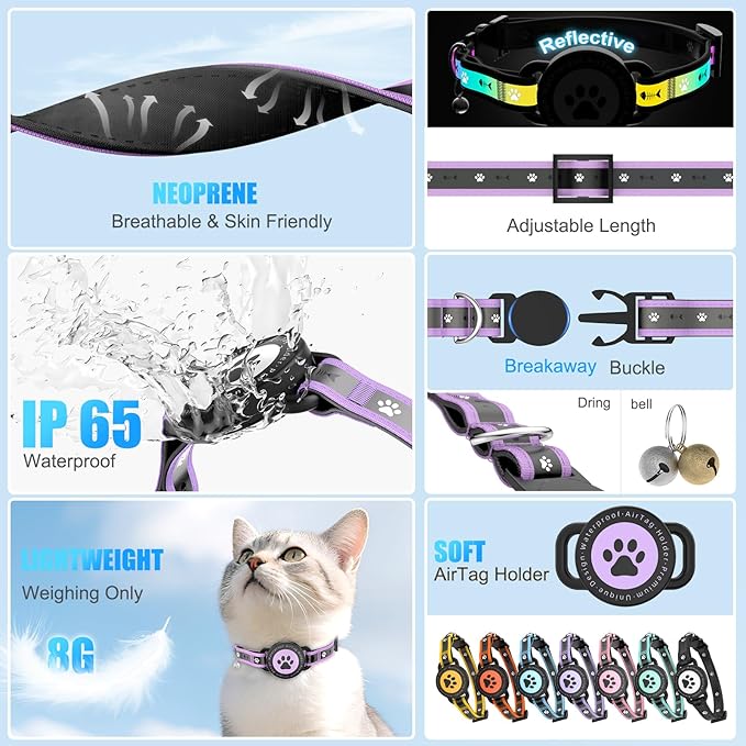 Airtag Cat Collar Breakaway, Reflective Cat Collar - Image 2