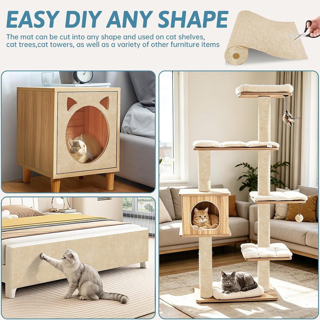 Cat Scratch Mat for Couch (Khaki, 39.3" x 15.8")