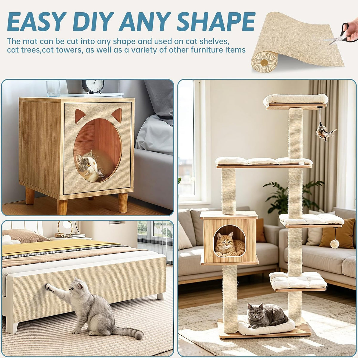 Cat Scratch Mat for Couch (Khaki, 39.3" x 15.8")