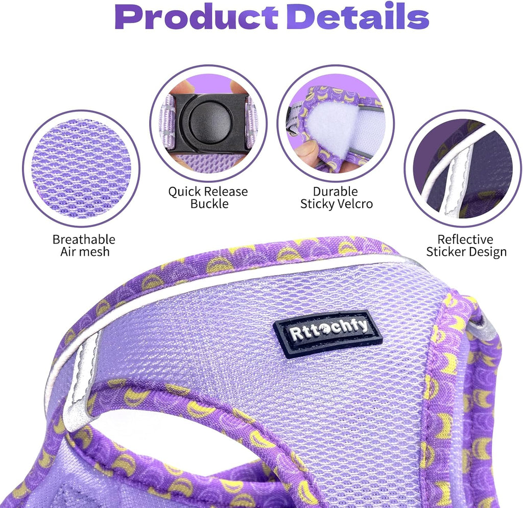 Rttochfy Cat Harness and Leash Set, Escape Proof Kitten Harness, Soft and Breathable Vest with Reflective Strip, Easy to Wear for Cats Walking and Traveling (Pink, S)
