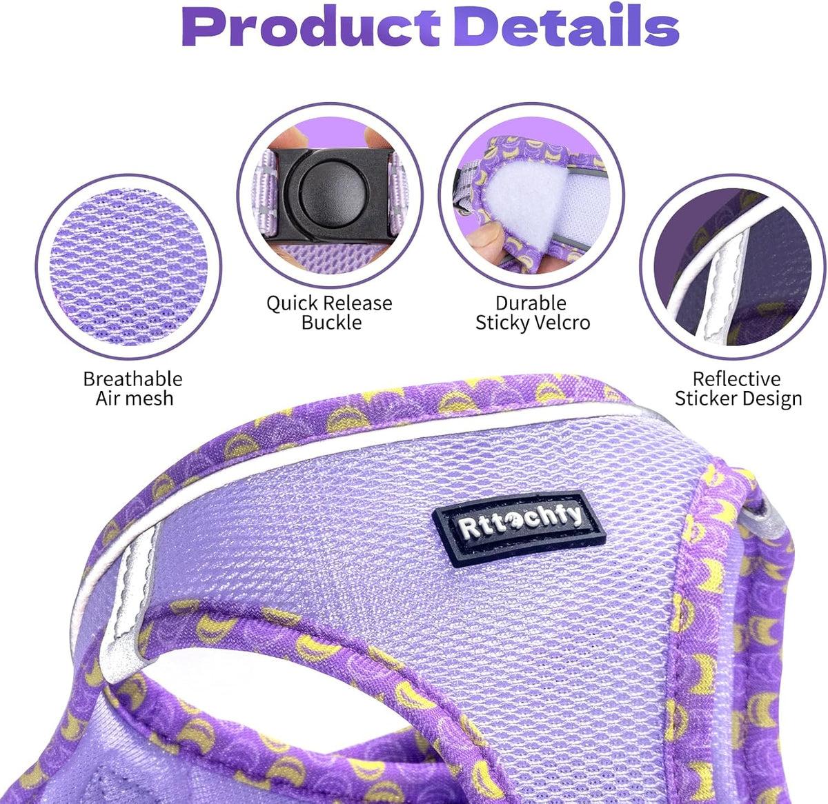 Rttochfy Cat Harness and Leash Set, Escape Proof Kitten Harness, Soft and Breathable Vest with Reflective Strip, Easy to Wear for Cats Walking and Traveling (Pink, S)