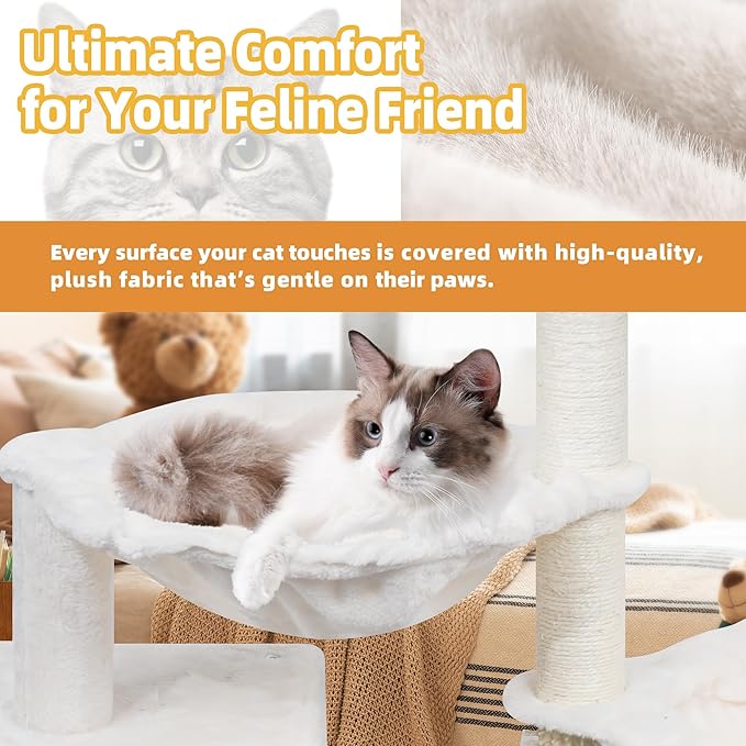 ROYPET Cat Tree with Cat Condo and Two Hammocks, Cat Tower with Scratching - Image 6