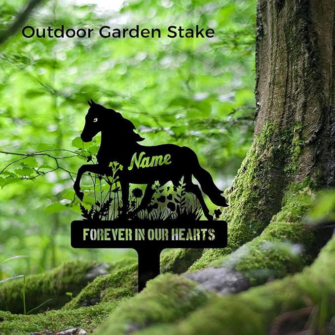 Personalized Horse Grave Marker Custom Memorial Stake, Metal Graveside Sign - Image 2