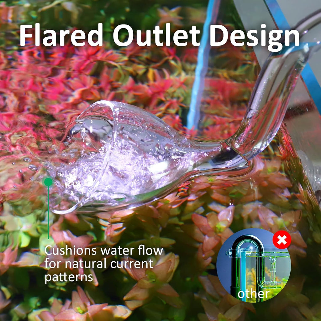 17mm Aquarium Glass Lily Pipe with Inflow, Outflow and Brush & 6 Suction Cups for 5/8" ID (16/22mm) Tubing