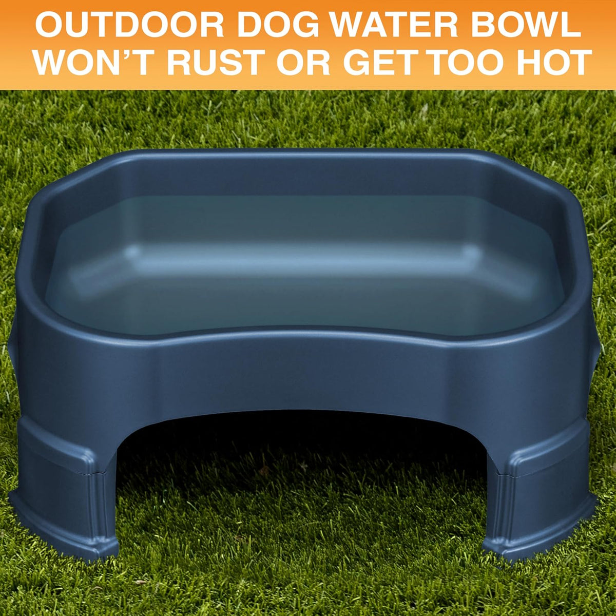 Neater Pet Brands Extra Large Water Bowl for Dogs, Elevated Outdoor Dog Water Bowl (1.25 Gallon XL Capacity), Big Trough Style Food Dish for Indoors or Outside, No Spill Large Dog Bowls, Dark Blue
