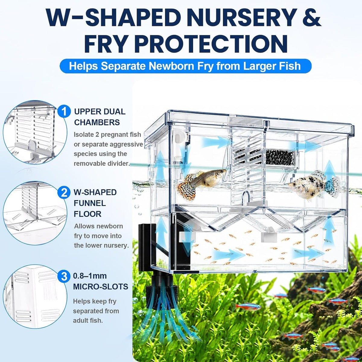 External Fish Breeder Box for Fish Tank with USB Pump Aquarium Breeding Box