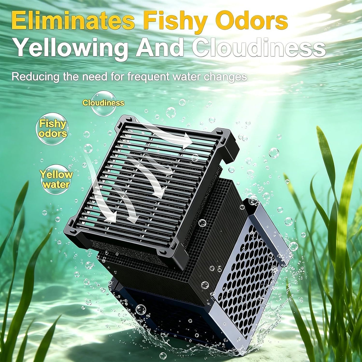 Fish Tank Filters Aquarium Filter Water Trough Filter Honeycomb Activated Charcoal Cube Water Odor & Cloudy Water Improvement for Fish Tanks, Horse Troughs, Ponds & Livestock Tanks