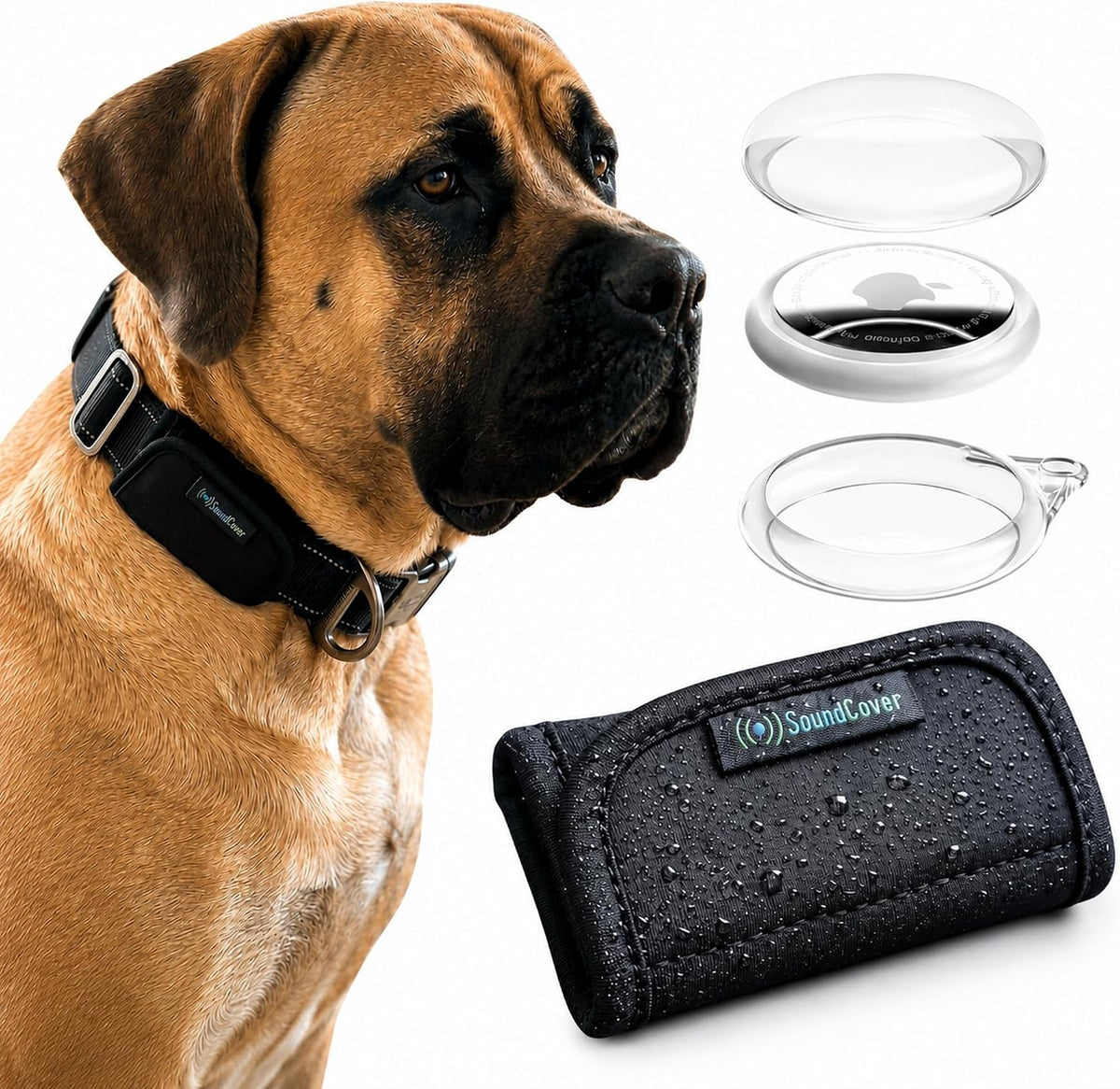 AirTag Holder for Pet Collars and Travel Straps – Compatible with Apple AirTag, Dual Layer Neoprene Wrap with Waterproof Shockproof Case, Secure Flat No Dangle Mount – 2 Pack