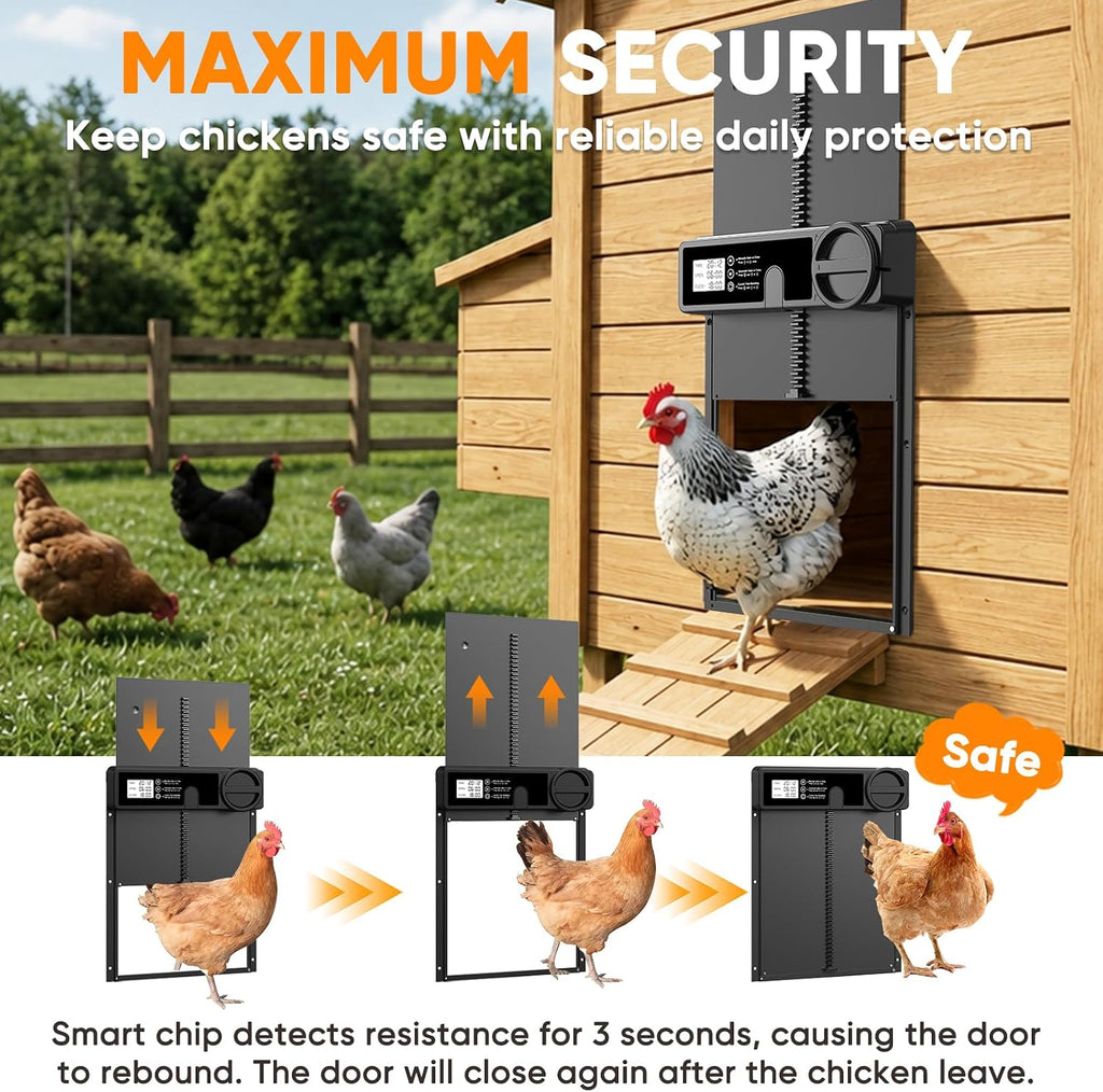 Large Size Automatic Chicken Coop Door Solar Powered - Timer/Manual