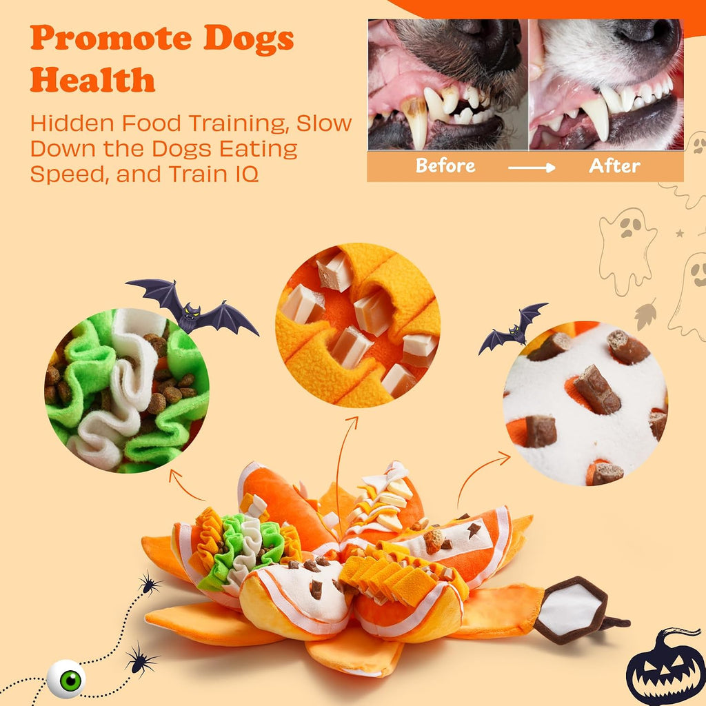 Nocciola Halloween Pumpkin Dog Toys, Hide and Seek Snuffle Plush Dog Toy for Small Dogs, Puppy Squeaky Toy with Crinkle Papers for Boredom