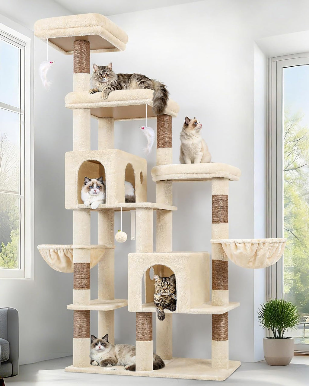 Globlazer 74in Large Sturdy Cat Tree for Large Cats, F74F, Dark Grey